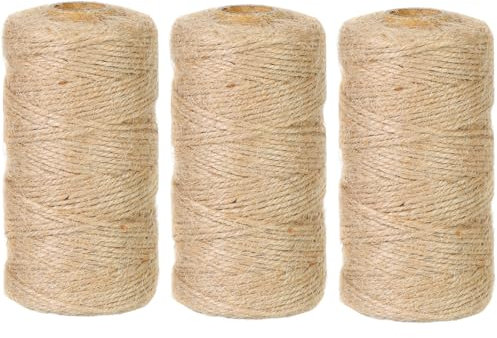 Maosifang 984 Feet Cotton Twine Natural Jute Twine 2mm Packing Twines Bakers Twine Kraft Butchers Baking Gardening Twine for Gift Wrapping Arts Crafts Party Decorations(3 Brown)
