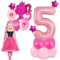 Chukua 5th Bar-Bie Birthday Party Decorations for Girls - 5 Years Old - Pink Kids Birthday Decorations - Bar-Bie Foil Balloons - Happy Birthday Balloon - Latex Balloons - Theme Party Supplies
