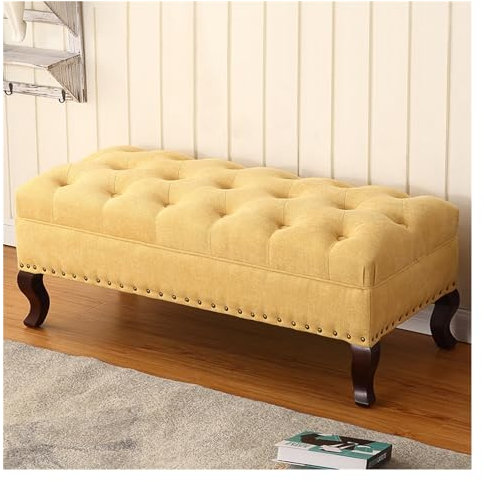 Sitzbank Polsterbank Gepolsterte Bank, moderne rechteckige Fußbank | for Eingangsbereich, Foyer, Badezimmer, Waschtisch, Schlafzimmer | Dekorative Wohnmöbel Sitzhocker Schlafzimmer(Yellow,100*45*40)