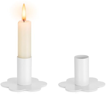 Inweder Kerzenständer für Stabkerzen Metall-Kerzenhalter: 2 er Weiß Stabkerzenhalter für Tischaufsätze Moderne Spitzkerzenhalter für Advent Weihnachten Klein Kerzenständer Set für Hochzeit Heimdeko