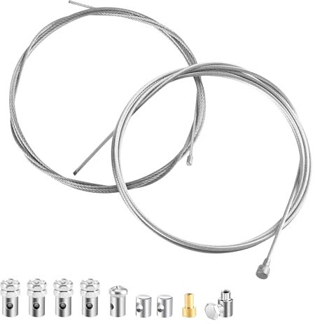Juego de Cable de Freno de Cable de Embrague de Motocicleta 2 Metros Cable de Gas Acelerador Universal con Tornillos de Fijación para Ciclomotor Bicicleta Scooter (2 Cables,Ø1,38mm+Ø1,95mm)
