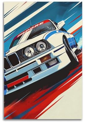 Sportwagen-Poster für E30 M3 Rennwagen, Supercar, dekoratives Gemälde, Leinwand-Kunstbild, 30 x 45 cm
