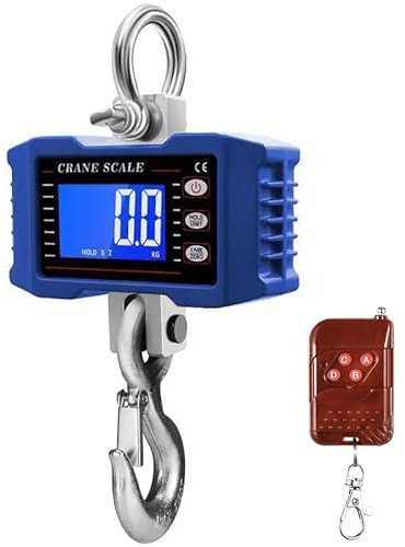 1T 1000KG Kranwaage Smart Heavy Type Kranwaage mit Luftfahrt Grade Aluminiumlegierung Elektronische Hängewaage Digitale Haken Hängewaage Wiederaufladbare Modelle (Blau)