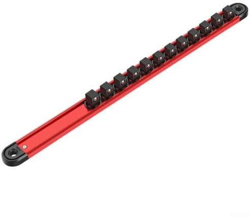 Adjustable Clip Rail Holder, 360° -Swivel Magnetic Socket Organizer -1/4 3/8 1/2Inch Socket Clip Rail Holder(6.35mm)