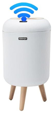 Smart Touchless Bathroom Bin with Lid, Automatic Waterproof Bedroom Bin,Sensor Bin,Mini Trash Can with Legs,Toilet Bin Dog Proof Bin for Bedroom Office Living Room Kitchen Bin.(White Small Bin)