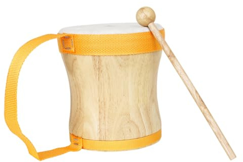 OFFSCH Holz Bongo-trommel Mit Schaffell Tragbares Schlaginstrument Mit Stock Für Kinder Und Erwachsene