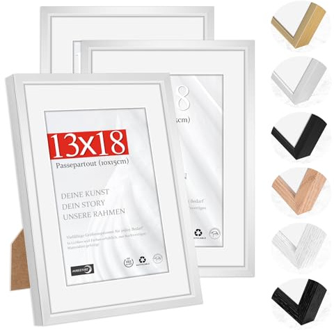 HIMEETIME® 3x Bilderrahmen 13x18 cm,Aluminium,Silber matt,Mittlere Bilderrahmen – Wandmontage oder Tischaufsteller