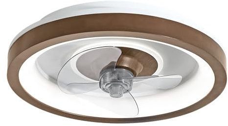 Sulion-Ventilador de Techo SIMUN con Luz LED – Tipo Plafón, Ø48cm, Madera Natural Paulownia, Motor DC Silencioso, Regulable, Función Verano/Invierno, Temporizador