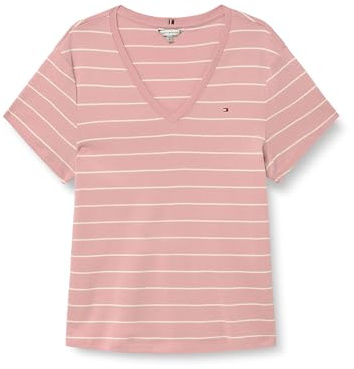 Tommy Hilfiger Damen T-Shirt Kurzarm Slim Fit Cody V-Ausschnitt