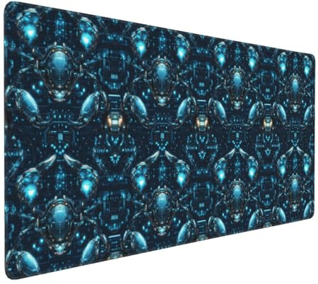 Großes Gaming-Mauspad, blaue Cyber-Krabben-Druck, Schreibtisch-Tastatur-Pad, rutschfeste Schreibtischunterlage für Desktop-Tastatur und Maus, Mauspad für Büro, Heimzubehör, 40,6 x 80,9 cm
