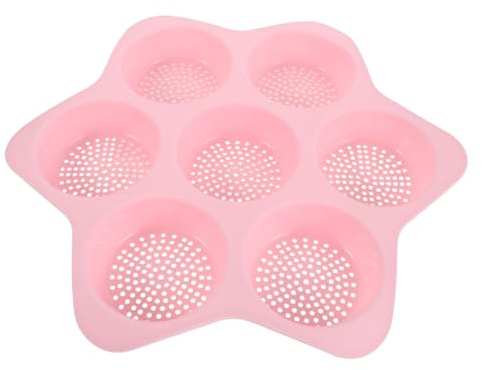LIFKOME Moule Silicone Antiadhésif Cavités Rondes pour Pâtisserie et Steak Haché Haute Température Accessoire Cuisson Polyvalent pour Four et Friteuse Air Fryer Couleur Rose