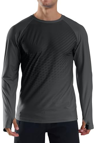 veepro Men’s UV Protection Long Sleeve T-Shirt Top Breathable Running Sport Gym Shirt Quick Dry Lightweight Rash Guard Shirts for Swimming, Hiking, Walking, Fishing Black XL