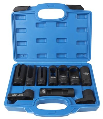 SUPAWAY 10 st lambdasondsnyckel, lambdasond, mutter hylsnyckel, verktygsset med 22 mm, 27–29 mm lambdasond mutter och 7/8 tums syresensor-skiftnyckel, lambdasondverktyg (10 stycken)