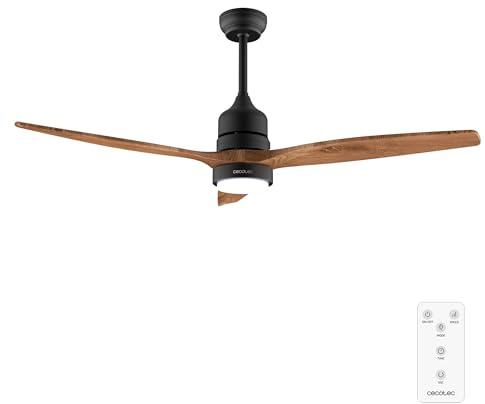 Cecotec Deckenventilator EnergySilence Aero 5230 DarkWood, 132 cm | LED-Licht 18 W, 3 Lichtfarben, Fernbedienung, Timer bis 8 Std., 6 Stufen, 40 W DC-Motor, 3 Rotorblätter, höhenverstellbar