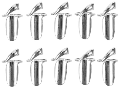 10 Stück Fingerspitzenringe aus Legierung, Silber, für Damen | Verstellbar und Abnehmbar, Wiederverwendbar, für Nail Art und Haushalt, Schützt vor Splittern und Brüchen