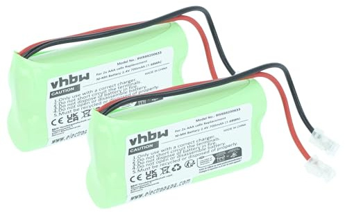 vhbw 2X Akku für Diverse Geräte (700mAh, 2,4V, NiMH) 2X Zellen Typ AAA, Micro, HR03