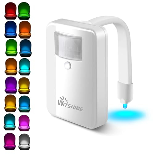 Witshine Toilet Night Light - 16 Color Changing Motion Sensor Activated LED Bowl Nightlight for Bathroom Decor - Cool & Unique Gadget for Men, Kids - Perfect Birthday Gift