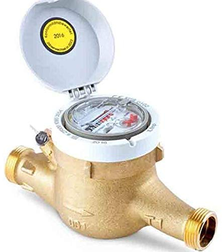 Compteur d'eau 32 mm de jet multiple pour eau froide. Sortie 1 1/2 mâle. Débit maximum 10 m3/h. Longueur 26 cm
