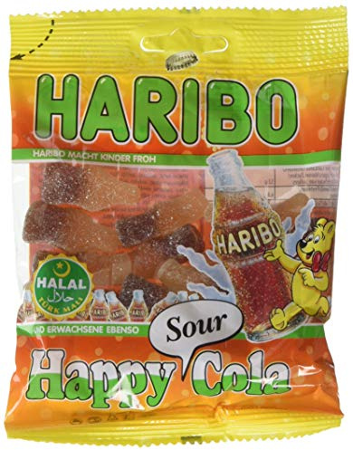 Haribo Halal Sweets Sour Cola Bottles, 100g pack of 24 (2.4kg Halal Sweets Bulk)