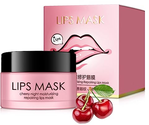 Lip Sleeping Mask, feuchtigkeitsspendende Kirschschlaf-Lippenmaske Lip Film Balm Peeling Lip Scrub Lip Care Beauty Make-up-Zubehör, beste Lösung für rissige und rissige Lippen