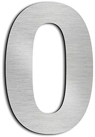 nanlyiau 3in/7.5cm Numero civico in acciaio inossidabile con retro adesivo, realizzato in solido acciaio inossidabile 304, aspetto in rilievo, altezza (3in number 0)