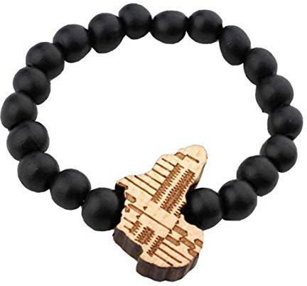 Bontand Afrika-Karte Anhänger Holzperlen Armband Hip Hop Fashion Jewelry