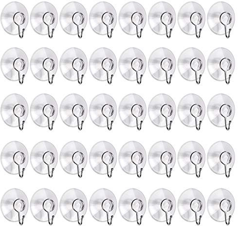 Awpeye Lot de 40 ventouses universelles en PVC transparent de 4,5 cm pour douche, fenêtre amovible, avec crochets pour cuisine, salle de bain, mur, verre