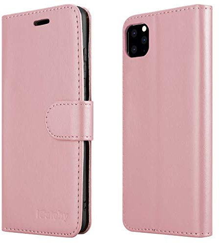 iCatchy For iPhone 11 Pro (6.5) Case Leather Wallet Book Cover Pouch (Rose Gold)