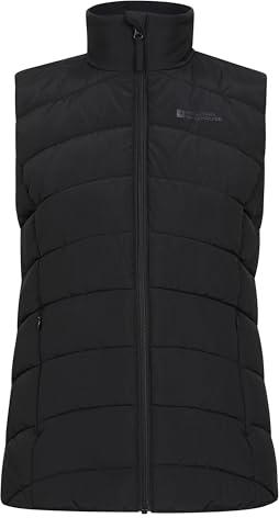 Mountain Warehouse Opal Womens Padded Gilet - Lightweight Body Warmer, Water Resistant Sleeveless Jacket with Front Pockets - Light Rain, Autumn, Winter Black Women's Size 12