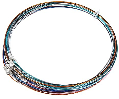 UNICRAFTALE 64pcs 8 Colors Stainless Steel Necklace Wire Choker Chain with Brass Screw Clasp Metal Wire Necklace Wire Necklace Chains for Necklace Jewelry Making 44.5cm