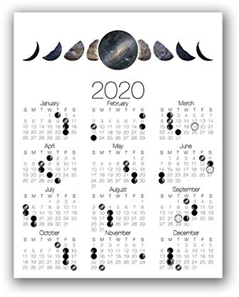 XIANGPEIFBH Leinwand Malerei 2020 Mondphase Kalenderdruck Galaxy Moon Phases Poster Halbmond Mondkalender Kunst Wohnkultur 60x80 cm / 23,6x 31,5 Kein Rahmen