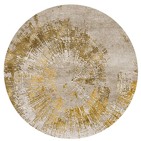 YJRBZ Modernes Grau und Gold Rund Teppich Wohnzimmer Couchtisch Decke Schlafzimmer Hängender Korb Mat Computer-Stuhl-Kissen (Durchmesser 160cm)