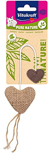 Vitakraft Pure Nature - Jouet pour Chat Cœur avec Herbe à Chat à L'Intérieur