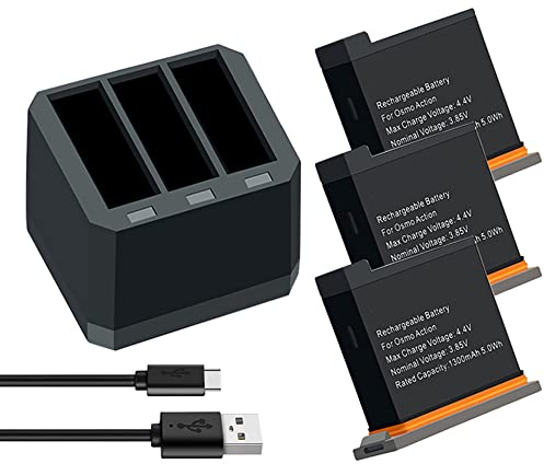 XITAIAN 3 PCS Batteries Rechargeable for DJI Osmo Action Camera Battery 1300mAh Channel USB Charger Bateria For DJI Osmo Action Camera Accessories