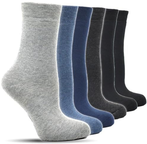 Frostfighter Damen Thermosocken ohne Gummi (6x Paar) dicke warme Wintersocken Diabetiker Baumwolle Ski Vollfrottee Innenfutter Farbauswahl