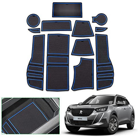 GAFAT 2008 e-2008 2020-2024 2025 Non-slip Mat, 2008 Restyling Rubber Mats Armrest Center Console, Cup Holder, Door Groove, 2008 Accessories (Blue)
