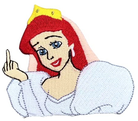 Urbanski Patch Prinzessin zeigt Finger zum Aufbügeln 6,4 x 7,2 cm | Aufnäher Applikation Bügelbild