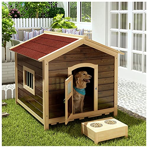 Outdoor-Hundehütte aus Holz, Outdoor-Hundehütte, Hundehütte, Hundehütte, einfach zu montieren, geeignet für kleine und mittelgroße Hunderassen,Rot,33.4x30.7x34.6 (Red 29.5x26.7x29.