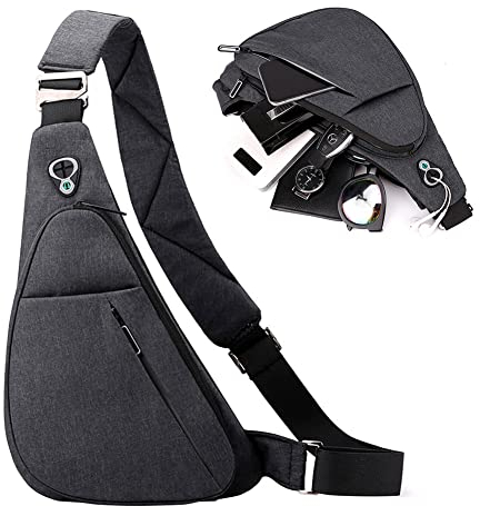 Rucksack Brusttasche für Herren, Sling Bag Schultertasche Radfahren Chest Bag, Umhängetasche Fahrradrucksäcke Cross Bag für Sport Outdoor Hiking Fitness Wandern Bergsteigen Reisen (Recht,Schwarz)