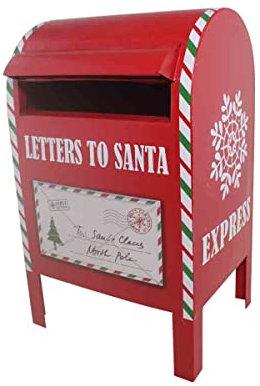 bigiemme Portalettere in Metallo Rosso 20 x 19 x 34 cm 8712 Cassetta Postale Natalizia Porta Lettere per Babbo Natale in Metallo Rosso per allestimenti vetrine o villaggi