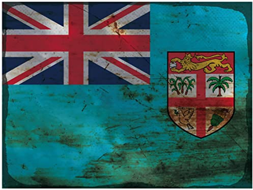 Ontrada Blechschild 30x40cm gewölbt Flagge Fidschi Flag of Fiji Rost Deko Geschenk Schild