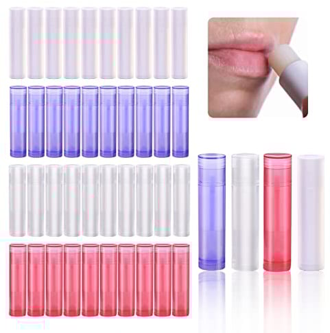 UptVin 40 Stück Lippenstifthülsen Leer, Leer Kunststoff Lippenstift Tubes Nachfüllbar, Lippenstift Tubes für DIY Hausgemachte (4 Farben, 5 ml)