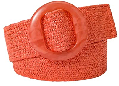 Rfxcom Verstellbarer Schnallengürtel für Damen, elastisches Band, gewebt, geflochten, breiter Gürtel, Farbe Stroh, Vintage