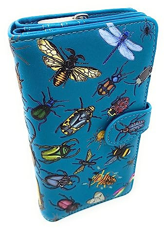 Shag Wear Insect Mania Geldbörse für Damen und Teenager, groß, veganes Kunstleder, Blaugrün, 17,8 cm, Blaugrün/EIN Hauch von Paradies (Trace of Paradise), Large, Geldbörse