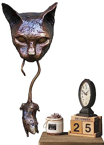 Kasmole Katze Maus Türklopfer | Katze Maus Wanddeko Outdoor,Kreative Kunst, hängende Statue, Wandskulpturen, Ornament, Katze, Maus, Tür, Wandbehang, Haustür-Dekoration