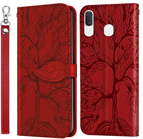 JayModCase Cover per Samsung Galaxy A40, Libro con Portafoglio Chiusura Magnetico Flip Custodie Cuoio [Antiurto] [Slot Carte] [Funzione di Supporto] perSamsung Galaxy A40 (Rosso)