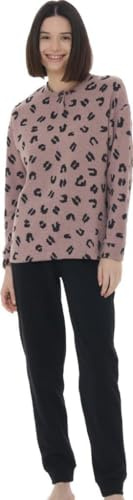 RAGNO Pigiama Donna Collo Serafino Cotton Eco Pile Punto Milano Caldo e Morbido Invernale Pantalone con Polsino Articolo DM24NU
