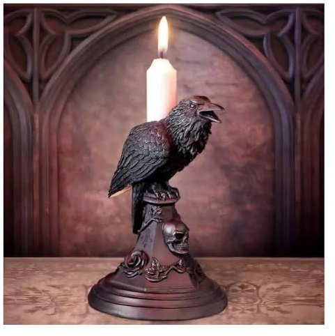 Tauzveok Teelichthalter Halloween Deko, Gothic Decor Kerzenständer, für Schlafzimmer, Tisch, Wohnzimmer, Halloween, Weihnachten Dekoration,Crow