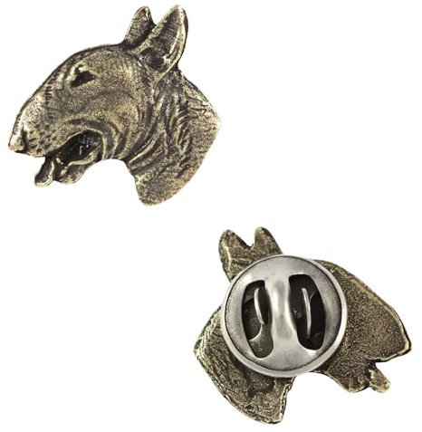 Art-Dog Unikate Silber Hund Anstecknadel - Versilbert Handmade - Broschen Frauen - Lustige Pins - Silber Brosche Schmuck - Bullterrier I – 2x2,2x4cm