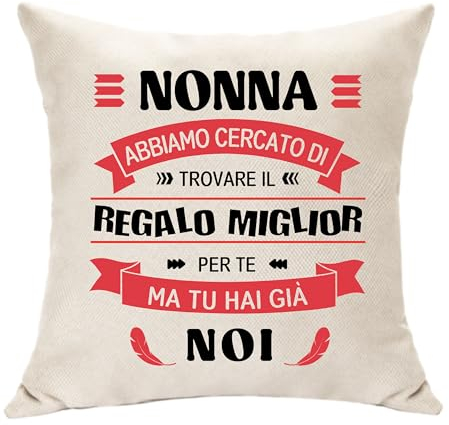 Hasodeo Copertura del Cuscino per Nonna da Nipoti - Regalo di Compleanno, Festa della Mamma, Natale Originale Keepsake